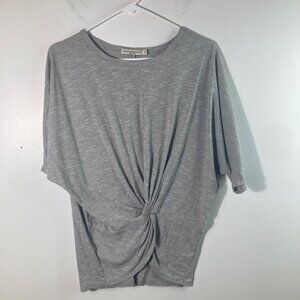 Womens Chance or Fate Boho Knot Front Top Textured Gray S Rayon Polyester Spande